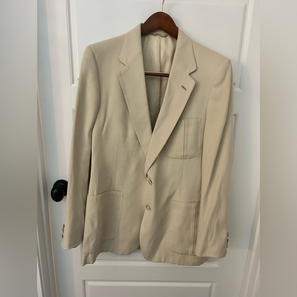 LANVIN PARIS Feather Suede Ptch PkCamel Tan Mens Blazer Sport CoatJacket